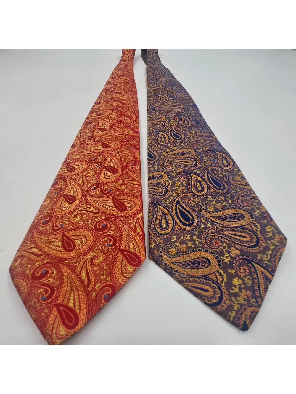 Liberty of London Silk Ties Paisley Iridescent Orange Purple Made England